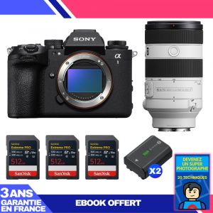 Boitier Sony alpha 1 II + FE 70-200mm f/4 Macro G OSS II + 3 SanDisk 512GB Extreme PRO UHS-II SDXC + 2 Sony NP-FZ100 + Ebook 'Devenez Un Super Photographe - Neuf