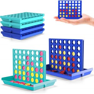 Puissance 4 Format Poche-4 Pack Pour Enfants De 3+ Ans, Jeu De Voyage Parfait Pour Enfants, Jouet &Eacute;ducatif Classique,Id&eacute;al Pour Voiture & Avion, Jeu De Strat&eacute;gie Portable Pour 2 Joueurs[Z1596] - Neuf