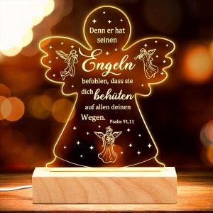 Ange Gardien De Bapt&ecirc;me, Cadeaux De Bapt&ecirc;me Pour Filles, Cadeaux De Bapt&ecirc;me, Cadeau De Confirmation Pour B&eacute;b&eacute;, Cadeau De Communion, Veilleuse Ange (&Agrave; Retirer Le Film De Protection Avant - Neuf