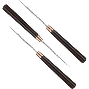 Mevronisshop-Lot De 3 Poin&ccedil;ons Avec Poign&eacute;e En Bois Pour Couture En Cuir, Couture, Scrapbooking, Perles, Couture, Couture, Bricolage (Marron Rouge&acirc;tre) - Neuf