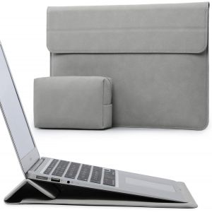 15 Pouces Housses Ordinateur Portable Sacoche avec Fonction Stand pour Macbook Air 15 M4 A3241 M3 A3114 M2 A2941 2025-2023,15"" Surface Laptop 7/6/5/4,MacBook Pro 15 A1990 A1707,Gris Clair - Neuf