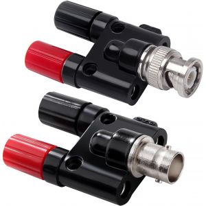 2 Pièces Connecteurs Coaxiaux BNC vers 2 x 4mm Double Fiche Femelle Banane, RF Coaxial Splitter Jack, BNC Fiche à Double 4mm Prise Adaptateur Banane Jack Prise pour Oscilloscope - Neuf
