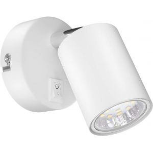 Spot Mural Waika,&Agrave; Une Flamme,Avec Interrupteur,Gu10,Blanc Mat,Ampoule Gu10 Led Incluse (Blanc Chaud,2,339w,227lm,110&deg;) - Neuf