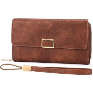 CAUC-Portefeuille Femmes Cuir, Porte Monnaie Femme avec Protection RFID, Porte Feuilles pour Femmes avec Plusieurs Compartiments pour Cartes, Porte-Monnaie avec Fermeture &eacute;clair - Neuf