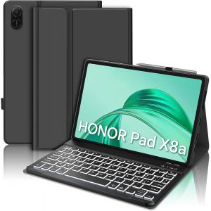 &Eacute;tui Clavier Pour Honor Pad X8a 11"", Clavier Pour Honor Pad X8a 2024, Coque Avec Magn&eacute;tique R&eacute;tro-&Eacute;clair&eacute; Bluetooth Disposition Italienne Clavier Pour Honor X8a Tablet 11 Pouces 2024, Noir - Neuf