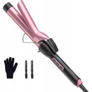 Boucleur A Cheveux 25Mm,Fer A Boucler En C&eacute;ramique Antistatique,Fer &Agrave; Friser Avec &Eacute;cran Lcd 80-230&deg;C,Chauffe Rapide,Pour Des Boucles Naturelles Et L&acirc;ches - Neuf