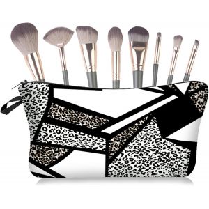Trousse De Maquillage Léopard, Trousse De Toilette, Imprimé Léopard Noir Trousse De Voyage Pochette Maquillage Pour Les Femmes Filles Cosmétiques Les Cartes De Changement - Neuf