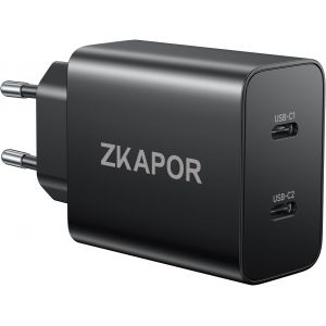 45W Chargeur USB C, Prise USB C Secteur Rapide 2 Port Adaptateur Type C Secteur pour Samsung Galaxy S25/S24/S23/S22/S21 Ultra/S20/Note 20/10/9/A73/A56/A55/A54/S10/S9, iPhone 16 Pro Max - Noir - Neuf