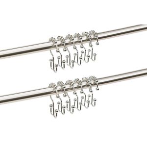 Lot de 12 crochets de rideau de douche &agrave; double glissement, antirouille, pour salle de bain - Neuf