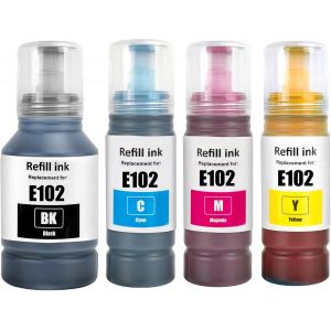 102 Encre ET-2856 ET-4856 ET-2850 ET-15000 ET-2700 Compatible avec Epson 102 Bouteille d'encre Multipack pour ET-2750 ET-2751 ET-2756 ET-2851 ET-3700 ET-3750 ET-4750 ET-4850 (4 Pack,BK C M Y) - Neuf