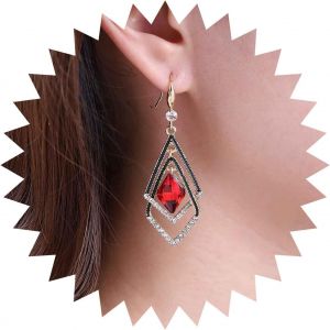 Senior-Boucles D'oreilles G&eacute;om&eacute;triques Boho Cristal Boucles D'oreilles Pendantes Uniques Strass Rouge Boucles D'oreilles Creuses Cristal Boucles D'oreilles Mariage Pompon Rubis Bijoux Pour Femmes[L562] - Neuf