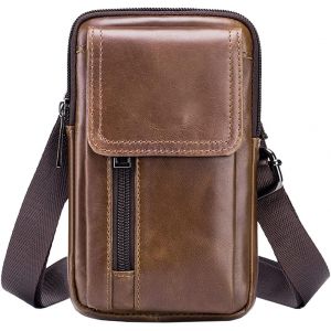 CAUC-Homme Sacs Port&eacute;s &eacute;paule D&eacute;contract&eacute;e Sac de ceinture Premi&egrave;re couche de peau de vache Sac Besace Sac suspendu Marron - Neuf