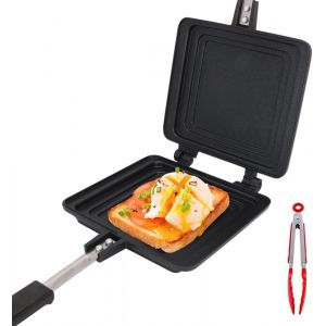 Subzonal-Po&ecirc;le &Agrave; Frire Double Face, Po&ecirc;le &Agrave; Sandwich Rev&ecirc;tement Antiadh&eacute;sive Po&ecirc;le &Agrave; Cr&ecirc;pes En Aluminium Pour Le Petit D&eacute;jeuner Toast Panini Gaufre - Neuf