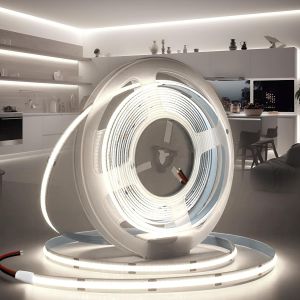 Kalanka-Ruban Led Cob 5m 12v Autocollant Bande Led Cob 6000k Blanc Froid Flexible 320led/M D&eacute;coupable Largeur 8mm Cri>90 Int&eacute;rieur Eclairage Pour Chambre Cuisine Maison Miroir (Sans Alimentation) - Neuf