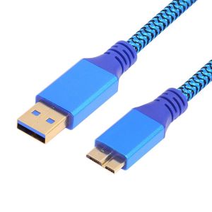 AYU-Manchon d'extension de câble USB 3.0 type A mâle vers USB 3.0 Micro-B mâle 5 Gbit/s pour disque, SSD, appareil photo, données, bleu, 30 cm - Neuf