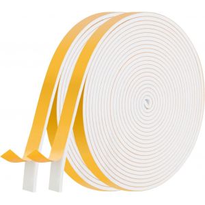 Joint Fenetre Isolation,Joint Porte Mousse Adhésif 2 Rouleaux 12mmx3mmx5m Multi-fonction Caoutchouc Calfeutrage Joint Antichoc d'Isolation Phonique pour Meuble Protection de Climatiseur - Neuf