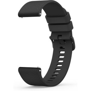 Kalanka-22mm Bracelet De Montre En Silicone, Souple Bracelet De Replacement En Dégagement Rapide Avec Boucle En Même Couleur Homme Femme 22mm, Noir - Neuf