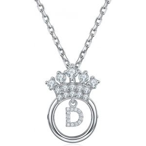Kal-Chaîne Femme C?urcollier Pendentif 26 Lettres Alphabet Initiales Avec Zirconium,Collier Couronne,Bijoux Lettre Personnalisés Pour Mère Fille Femmes Filles - Neuf