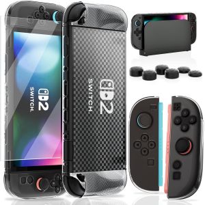 Coque en TPU Amovible pour Nintendo Switch 2, Coque de Protection en PC avec Film Protecteur d'Écran et Caps de Joystick - Accessoires Essentiels pour Switch 2 - Neuf