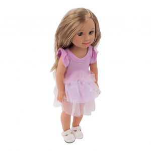Poup&eacute;e fille 15 pouces posable cheveux longs mode jouet avec de grands yeux et une robe violette pour les enfants - Neuf