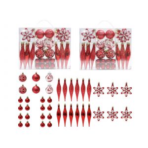 Ensemble de 40 boules de No&euml;l rouges pour d&eacute;corer le sapin. - Neuf