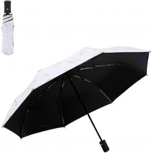 Parapluie pliant automatique, ouverture automatique, avec revêtement anti-uv noir, 9,8 pouces - Neuf
