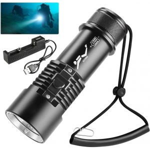 Hljhj-Lampe De Plongée Étanche Ipx8 8 000 Lumens, 3 Modes De Lampe De Poche Sous-Marine Rechargeable, Équipement De Plongée Avec Batterie Et Chargeur Pour Natation, Camping - Neuf