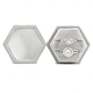 Velvet Jewelry Bague Holder Engagement Wedding Box Photo Ring Double Slots Cadeau - Neuf