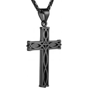 Trahoo-Collier Avec Pendentif En Acier Inoxydable Pour Homme Motif Croix Celtique N?ud Irlandais 55 + 5,9 Cm, Acier Inoxydable, Pas De Gemme - Neuf