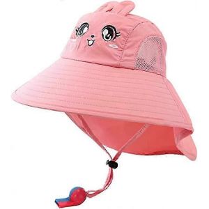 Chapeau De Soleil Mignon Pour Enfants Chapeau De Seau Respirant R&eacute;glable Upf 50+ Casquette De Protection Solaire,Rose - Neuf
