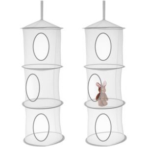 CAUC-2 Pi&egrave;ces Filet de Rangement Suspendu,Filet de Rangement Peluche,Filets Peluche &agrave; Suspendre Pliable,Panier Rangements de Jouet Suspendu,Range Doudou Mural avec 3 Niveaux,Organiseur de Jouet - Neuf