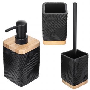 KADAX Ensemble de salle de bain 3 en 1, distributeur de savon, tasse de salle de bain, brosse de toilette - Neuf