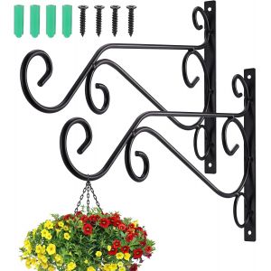 Mevronisshop-2pcs Support Crochet Plante Suspendues, En Fer Forg&eacute;,Suspensions Murales Plante Robustes El&eacute;gants Pour D&eacute;cor Balcon Jardin, Pot De Fleur, Corde L&eacute;g&egrave;re - Neuf