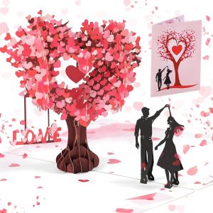CHECARZHN--NO1-Carte Félicitations Mariage 3D,Ensemble De 3 Pièces,3D Carte Voeux Mariage Avec Enveloppe,Carte Feliciation Mariage Pop Up,Design Élégant Et Romantique Avec Arbre En Forme De C?ur,20*1 - Neuf