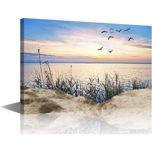 ERYI-Toile Murale Encadrée Et Prête À Être Accrochée ¿ Décoration Murale Paysage Marin À Thème Plage Dune ¿ Images De Paysages Naturels ¿ ?uvre D'Art Encadrée Et Prête À Être Accrochée ¿ 45,7 X - Neuf