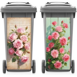 Kal-Autocollants De Rose De Poubelle À Roulettes Autocollant Décoratif De Poubelle Autocollants De Rose De Poubelle Pour Décorations De Poubelles - Neuf