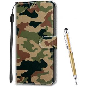 KAL-Coque Compatible Avec Huawei Honor 9X / 9X Pro, Imprim&eacute; Color&eacute; Motif Portefeuille Housse En Cuir Synth&eacute;tique Avec Support Et Cartes Compartiments Pour Huawei Honor 9X / 9X Pro (Camouflage) - Neuf