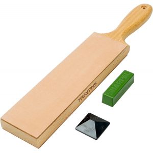 Oayew-205h Kit De Premium Stropping Aff&ucirc;tage En Cuir Avec Poign&eacute;e (330 X 60mm), Avec 53 G De P&acirc;te &Agrave; Polir Et Guide D'angle, Aiguiseur De Couteaux, Strop D&iquest;Aff&ucirc;tage En Cuir Premium Bloc Pour Couteaux - Neuf