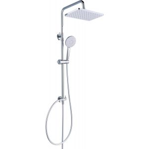 Ensemble Colonne de Douche sans Mitigeur, Colonne Douche Salle de Bain, Pommeau de Douche 30x20cm en ABS, Douchette &agrave; Main &agrave; 3 Modes, Flexible de Douche & Hauteur R&eacute;glable - Neuf