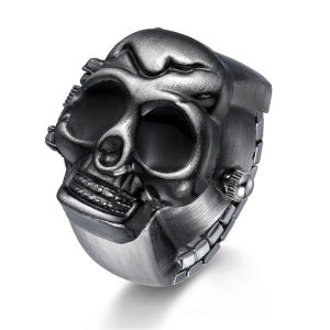 Bague Homme Montre Doigt Montre Analogique Quartz Montre &Eacute;lastique Skull Ring Band Acier Inoxydable Montre Montre Bague - Neuf