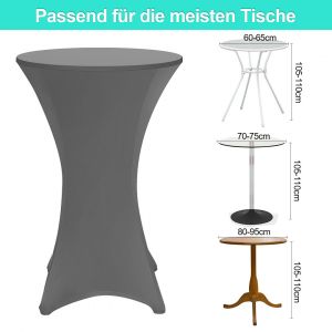 Housse table de bar ronde &Oslash;80&times;110 cm &iquest; Nappe mange-debout extensible pour mariage, banquet, salon et r&eacute;ception - Neuf