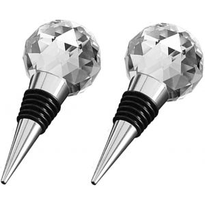 Checarzhn--No1-2 Bouchons Vin Cristal Bouchons Bouteilles Vin Boules Cristal Scellage Des Bouchons Vin Bouchon Bouteille Réutilisable En Alliage Zinc Et Verre, Pour Offrir Amateurs De Vin Et Faveurs - Neuf