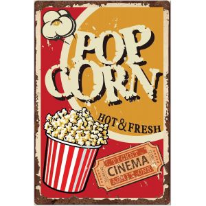 KALANKA-Plaque Metal Vintage Populaire-Corn Plaque Decorative Metal Cin&eacute;ma Magasin D&eacute;cor Restaurant Plaque M&eacute;tallique R&eacute;tro Mur Art Affiche D&eacute;coration Murale pour Bar Salle de Jeux Cin&eacute;ma - Neuf