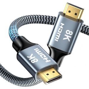 KALANKA-Câble HDMI 2.1 8K 2,5m, 48Gbps Haute Vitesse Câble HDMI Tressé, 8K@60Hz, 4K@120Hz/144Hz, Supporte pour Dolby Vision, eARC, HDCP 2.2/2.3, HDR, Compatible HDTV Moniteur et Plus - Neuf