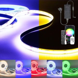5M Cob Wifi Ruban Led,Led Chambre Rgbw+Blanc Chaud 784Led/M Dc24V, Led Ruban Bande Led Rgbww Multicolore Fonctionne Avec Google Home Assistant/Alexa,Led Bande Avec Télécommande - Neuf
