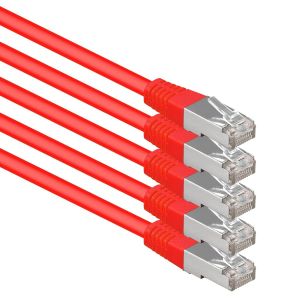 0,25 m rouge-5 pi&egrave;ces C&acirc;ble r&eacute;seau Cat.6 c&acirc;ble r&eacute;seau CAT6 S-FTP Gigabit Lan PIMF CAT 6 cuivre CU sans halog&egrave;ne Internet DSL console de jeu Smart TV - Neuf