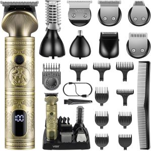 Tondeuse Barbe Homme Kit Professionnel Tondeuse Cheveux Rasoirs Électriques 0 Mm Cheveux Chauve Avec Lame En T Tondeuse Nez Et Barbe Tondeuse De Précision 7 En 1 - Neuf
