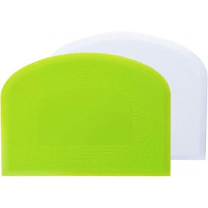 Spatule À Pâtisserie En Plastique, Corne À Pâtisserie, Coupe-Pâte, 2 Pièces, Spatules À Pain Pour Cuisine, Pâtisserie, Crêpes, 12 X 9,5 Cm (Vert + Blanc) - Neuf