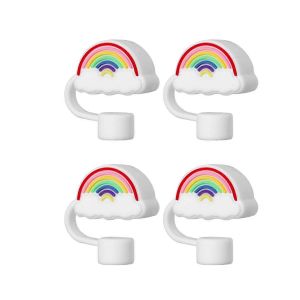 Pack de 4 pailles en silicone pour paille de 40 oz,couvercles de paille réutilisables pour pailles de 0,4 pouce Rainb - Neuf