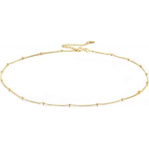 Or Ton Collier Ras Du Cou En Argent Sterling 925 Plaqu&eacute; Or 18 Carats Collier Satellite D&eacute;licat Cha&icirc;ne De Perles Tour De Cou Superposition Collier Ras Du Cou Pour Les Femmes - Neuf